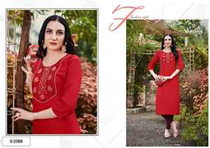 Cotton Kurtis <b>for</b> <b>Ladies</b> <b>Indian</b> Traditional Casual Wear with Embroidery Work Simple and Affordable - Product Image 4