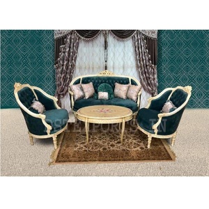 Juego de Sofás de Madera Tallada a Mano de Primera Calidad para Sala de Estar, Juego de Sofás de 5 Plazas para Decoración del Hogar, Juego de Sofás de Madera con Acabado Blanco para el Hogar - Product Image 1