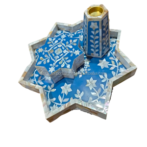 La mejor caja de bandeja árabe Mubkhar Bakhoo hecha a mano, juego de quemador de incienso con incrustaciones de hueso artesanal para decoración del hogar, bandejas para servir - Product Image 2