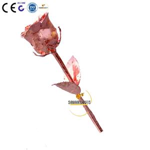 Rose en cuivre avec boîte cadeau, fleur naturelle de haute qualité, rose véritable trempée dans l'or 24 carats avec boîte - Product Image 2