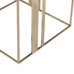 Modern Square Side <b>Table</b> with Toughened Glass Top and Shiny Brass Finished <b>Cheap</b> Steel Base for Home Hotel Restaurant Usage - Product Image 4