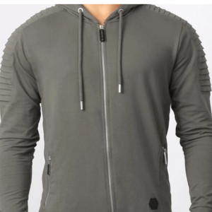 Sweat à capuche zippé imprimé motard pour homme 100% coton Design personnalisé équipe sportive pour l'hiver motif solide - Product Image 2