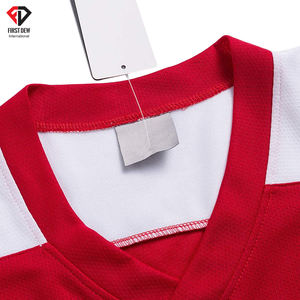 Maillot de Hockey sur glace pour hommes, col en V blanc simple, impression sublimation, 100% Polyester, fait à domicile, bon marché, haute qualité - Product Image 3