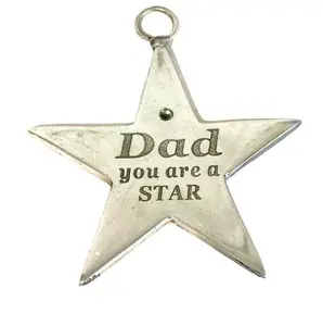 NEW DESIGN METAL STAR DAD DESIGN CHRISTMAS HANGING ORNAMENT ALUMINIUM CHRISTMAS <b>TREE</b> DECORATION HANGING STAR HOME DECOR - Product Image 1
