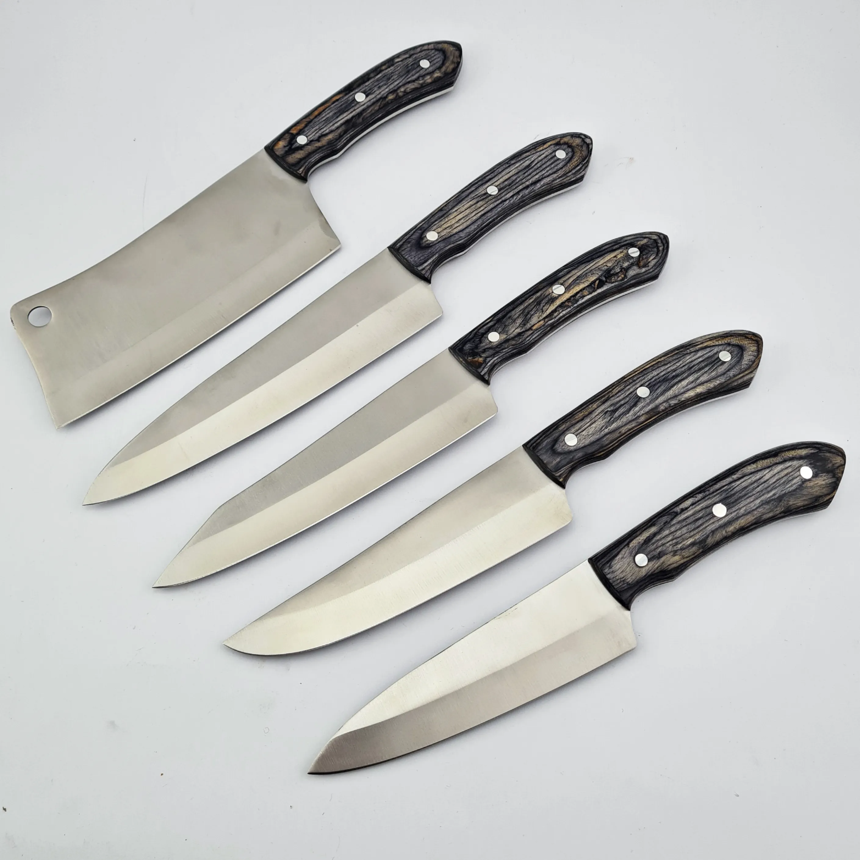 12 Chromium Steel Chef Knife Set Professional Handmade Five Kitchen Knives Set Handle Black Pakka Wood Premium Quality
