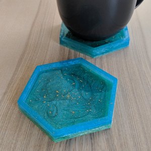 Dessous de verre en résine pierre Design thé tasse à café bois résine caboteur carré forme ronde pour emballage et vente personnalisés - Product Image 3