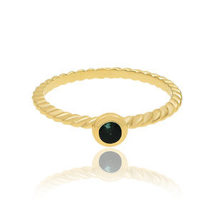 New Trendy 925 Sterling Silver Green Onyx Gemstone Finger Ring Gold Plated Classic Style for Parties Ready to Ship - Product Image 3