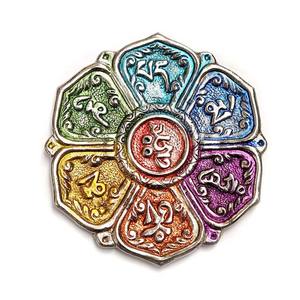 Quemador de incienso de aluminio metálico ecológico con forma de flor y diseño de elementos coloridos para varillas de incienso y Palo Santo - Product Image 1