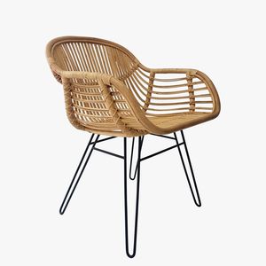 Minimalist Midcentury Tufted Durable <b>Rattan</b>/Wicker Chairs with Solid Wood <b>Frame</b> for Living Room & Bedroom - Product Image 1