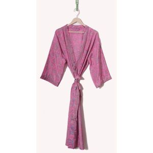 ชุดกิโมโนผ้าไหมทำมือสำหรับผู้หญิงชุดนอนพิมพ์ลายดอกไม้ชุดเดรสชายหาดยาวสไตล์โบโฮวินเทจใหม่ - Product Image 1