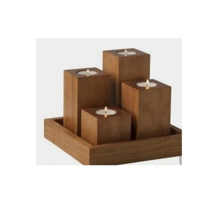 Soporte de madera para velas, base de metal con soporte de madera, 4 piezas probadas - Product Image 1