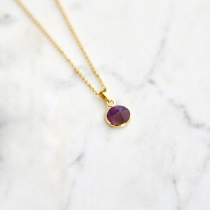 925 Sterling Silver Tiny 10mm Amethyst Gemstone Pendant <b>Necklace</b> Ethnic Family <b>Birthstone</b> Jewelry for Engagement Party Gift - Product Image 2