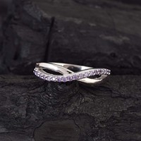 Bague en argent sterling 925 de qualité supérieure, améthyste tendance, bijoux fins pour femmes, alliance de fiançailles, bande infinie