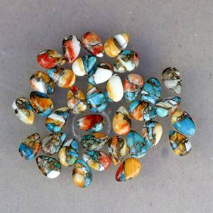 หินเทอร์ควอยซ์ คริสตัลบําบัด สีดําโมแฮบ ทองแดง หอยนางรมผสมรูปร่าง พลอยหลวมคาโบชอง - Product Image 6