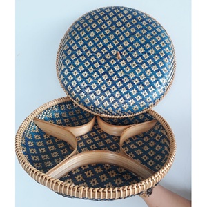 Bandeja Tradicional Vietnamita de Bambú Tejido, Bandeja Divisoria Decorativa para Alimentos, Bandeja de Almacenamiento de Cocina Hecha a Mano - Product Image 1