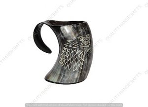 Meilleure vente 1L capacité corne à boire qualité artisanat Viking bière tasse corne naturelle écologique certifié CE personnalisable - Product Image 6