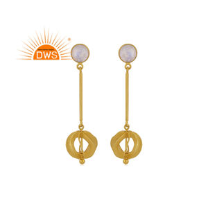 Dernière conception naturelle arc-en-ciel lune pierre gemme balancent boucle d'oreille pour les femmes bijoux de mode pour les femmes cadeau pour elle - Product Image 1