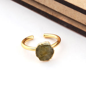Anillo fino de galvanoplastia ajustable Unisex, peridoto Natural, piedra preciosa áspera, accesorio elegante para fiesta de boda, ventas directas de fábrica - Product Image 2