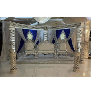 Elegante boda evento escenario muebles de plata asequible madera boda escenario sofá conjunto indio boda escenario sofá conjunto de plata - Product Image 1