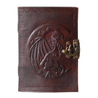 Journal à couverture rigide en cuir véritable gaufré Dragon antique celtique journal intime fait à la main avec carnet de croquis ou journal intime