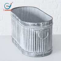 Pot Tanaman Logam Galvanis Model Belly Bucket untuk Pajangan Bunga Gaya Pedesaan Prancis