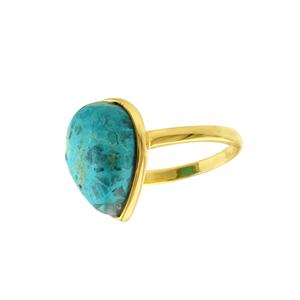 CCRGSGR Women's Custom Designed 925 <b>Sterling</b> <b>Silver</b> Wedding New Fine <b>Ring</b> Natural Chrysocolla Gemstone 12x16 Pear Bezel Eternity - Product Image 4
