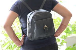 <b>Black</b> <b>Leather</b> <b>Backpack</b> College Student Casual <b>Backpack</b> - Product Image 5