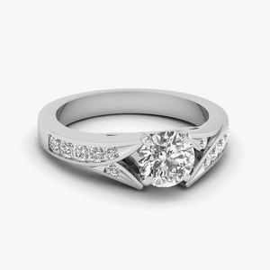 Bague de fiançailles en or blanc 14 carats avec diamant véritable taille brillant certifié 0,80 carats, sertissage à griffes, style classique, prix de gros pour femme - Product Image 1