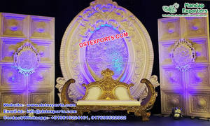 ฉากงานแต่งงานสุดอลังการ โครงไฟเบอร์สีทอง ฉากหลังงานแต่งงานขนาดใหญ่ โครงหลังเวทีงานแต่งงานอินเดียที่สวยงามจากมาเลเซียและแคนาดา - Product Image 2