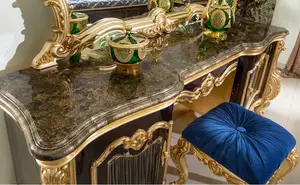 Классическая мебель в европейском стиле, античная королевская большая Бархатная обивка, изголовье кровати с золотыми листьями, набор для спальни большого размера