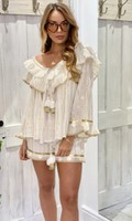 Lurex — ensemble pour femmes, haut et Short en dentelle orné de miroir blanc, de style Boho, à volants, Super qualité, 7 pièces