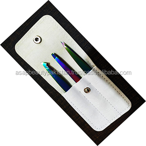 Pinzas para Cejas Modernas de Acero Inoxidable Hechas a Mano con Punta Inclinada y Acabado Arcoíris Duradero - Product Image 5