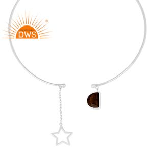 แฮนด์เมดเสน่ห์ผู้จัดจำหน่ายสร้อยคอเงิน925ออกแบบสร้อยคอเสือตาพลอยเครื่องประดับสร้อยคอเงิน - Product Image 1