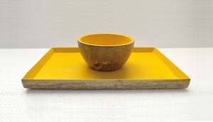 Plateau de service en bois manga, plateau de couleur jaune, livraison gratuite - Product Image 3