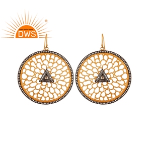 Filigree สีขาวเซอร์โคเนียเงินห้อยตะขอต่างหูเครื่องประดับอัญมณี925เครื่องประดับเงินสเตอร์ลิงผู้ค้าส่ง - Product Image 1