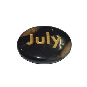 Black Onyx Oval July Word Engraved Stones - Product Image 1