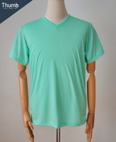 T-shirt en jersey 100 % polyester à col en V, manches courtes, séchage rapide, écologique, infroissable, respirant, 180 grammes, uni, décontracté