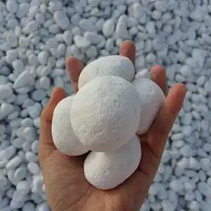 Vietnam Factory Supplier Decoration Pebble Snow White Pebble Landscape Garden Gravel Tumbled White Round Pebble Stone