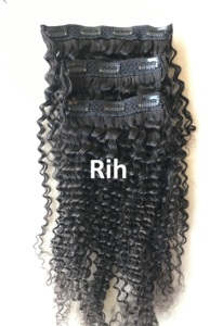 Extensión de cabello humano rizado para mujer, cutícula de templo Natural sin procesar, Color n. ° 1B, 22 pulgadas, de vendedor indio - Product Image 3