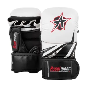 Gants de boxe personnalisés en cuir Pu MMA, sac de frappe, gants demi-doigt, gants de combat