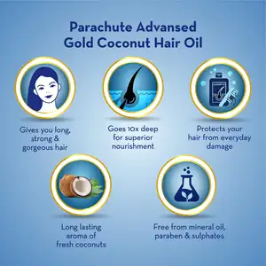 Парашютное улучшенное Золотое кокосовое масло для волос/чистое Кокосовое масло, обогащенное витамином е