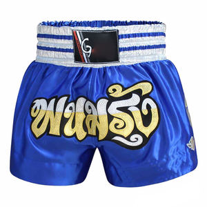 Pantalones cortos de Muay Thai Kick Boxing de alta calidad, apliques de trabajo, Muay Thai Retro hechos a medida, con tabla de tallas profesional - Product Image 1