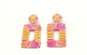 Pendientes de rafia con tejido de hilo para mujer, pendientes de rafia teñidos en el espacio - Product Image 3