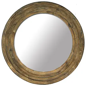 雕花镜子圆形镜框木质家居装饰彩绘松木高品质圆形流行木质