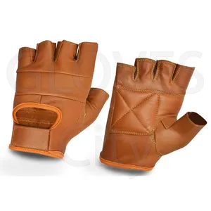 Unisex Half-Finger <b>Fitness</b> <b>Gloves</b> Full Leather Protective Equipment for Gym Workouts and Competitions From <b>GLOVES</b> City - Product Image 1
