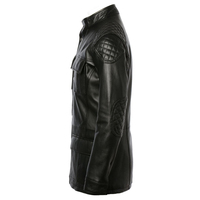 Veste en cuir de vachette pour homme grande taille, col montant, en cuir véritable, coupe ajustée, respirante, vente en gros