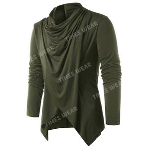 Camiseta informal de alta calidad para hombre, camiseta asimétrica ajustada con cuello alto - Product Image 4