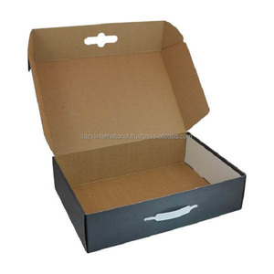 Blue corrugated box with handle