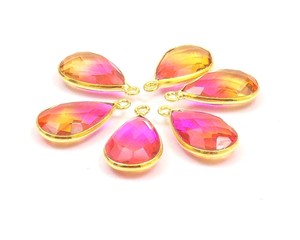 Bijoux en pierres précieuses multi-quartz faits à la main en forme de poire plaqué or unique connecteur de lunette Bali composants de résultats de bijoux - Product Image 2