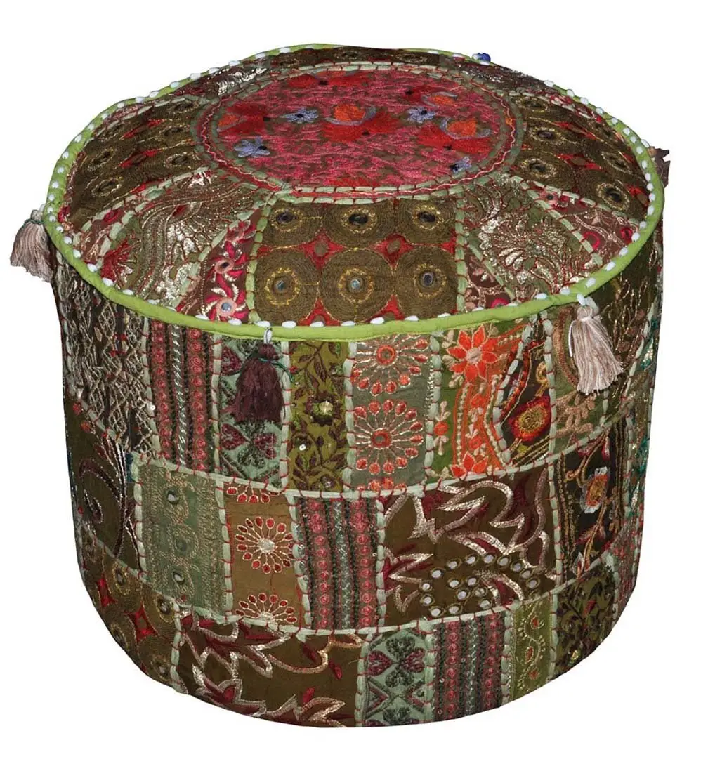 Vintage osmanischen Fuß schemel Hocker Abdeckung indischen Patchwork hand gefertigten Stuhl Hocker Hocker Abdeckung Baumwolle Mandala Hocker osmanischen Fuß schemel